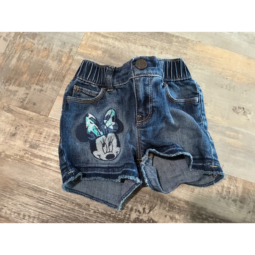 Baby Gap Disney Minnie Mouse Denim Shorts Toddler 3T Dark Wash Frayed Shortie